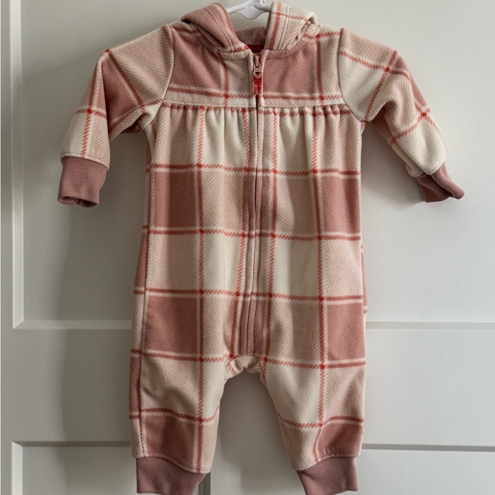 Carter's Pink and Cream Footies with Hood and Cozy Fabric